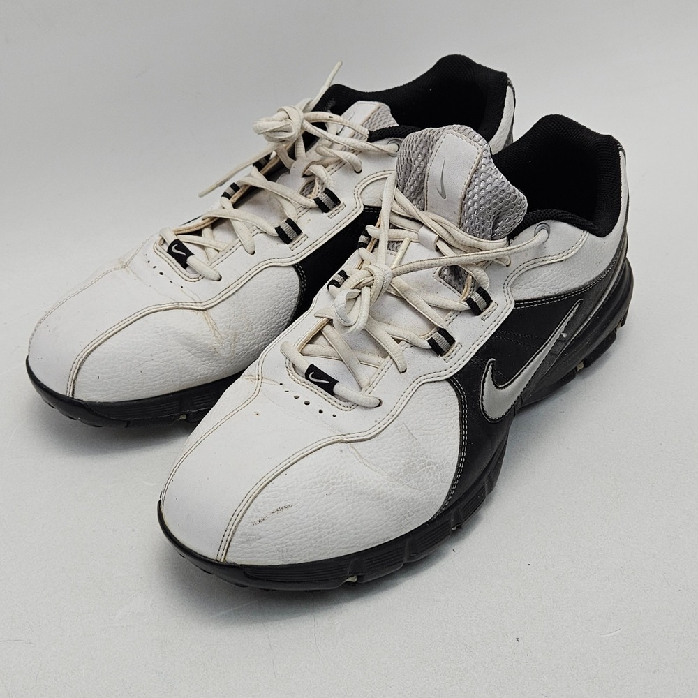 Nike Heritage III Golf Shoes Mens 12W White Black Silver Spikes 317683-102